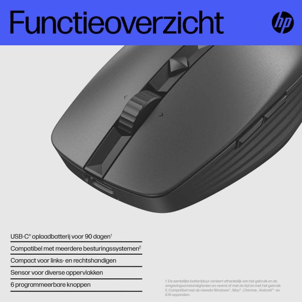 HP 715 oplaadbare muis voor meerdere apparaten (6E6F0AA#ABB)