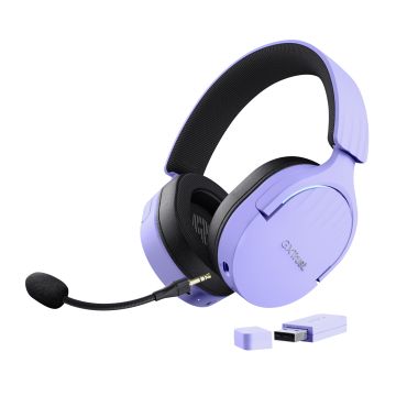 Trust GXT 491P Fayzo Gaming Headset – Bedraad + draadloos – USB-A + Bluetooth – Zwart/Paars (25305) thumbnail
