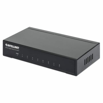 Intellinet 8-poorts Gigabit Ethernet netwerk switch, desktopuitvoering, metalen behuizing, IEEE 802.3az energiezuinig ethernet, 3 jaar garantie (530347) thumbnail