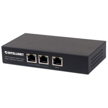 Intellinet 2-poorts Gigabit high-power PoE+ extender/repeater, IEEE 802.3at/af conform, verlengt PoE-bereik, metalen behuizing, geschikt voor wandmontage, Power Over Ethernet, 3 jaar garantie (561266) thumbnail