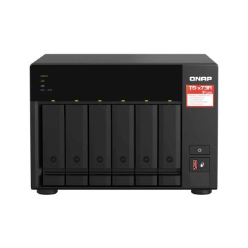 QNAP TS-673A NAS Tower Ryzen Embedded V1500B 8 GB DDR4 0 TB QNAP Turbo System Zwart