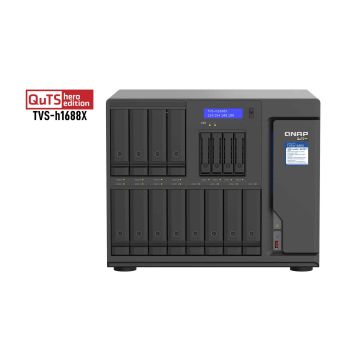QNAP TVS-h1688X NAS Tower Intel® Xeon® W-1250 32 GB DDR4 0 TB QuTS hero Zwart