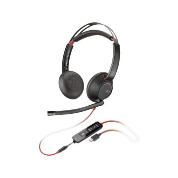 HP Poly Blackwire 5220 Stereo USB-C Headset + 3.5mm Plug + USB-C/A Adapter [NEW DAMAGED BOX] (8X231AA-NOB) thumbnail
