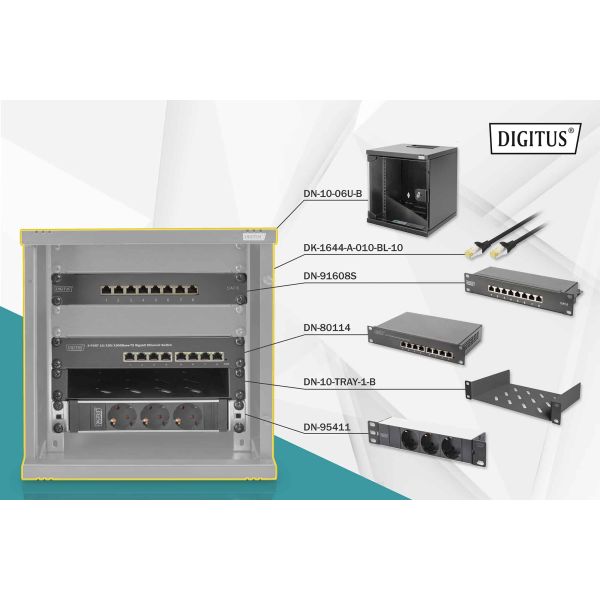 Digitus DN-10-SET-1-B rack 6U Vrijstaande rek Zwart (DN-10-SET-1-B) Digitus DN-10-SET-1-B rack 6U Vrijstaande rek Zwart (DN-10-SET-1-B)