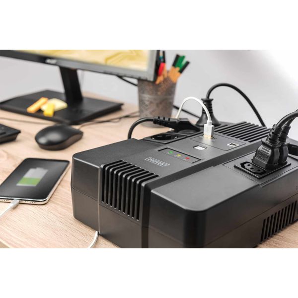 Digitus DN-170111 UPS Line-interactive 0,6 kVA 480 W 7 AC-uitgang(en) (DN-170111)
