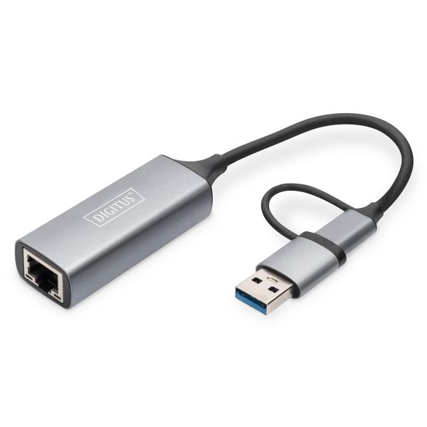 Digitus DN-3028 tussenstuk voor kabels USB-C USB 3.1 RJ-45 Grijs (DN-3028)