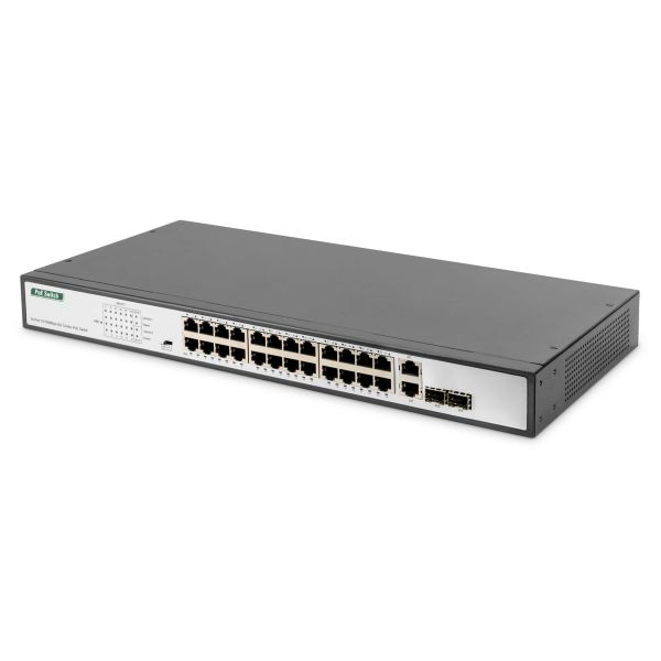 Digitus DN-95343 netwerk-switch Unmanaged Fast Ethernet (10/100) Power over Ethernet (PoE) 1U Zwart, Zilver (DN-95343)