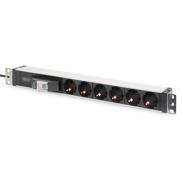Digitus DN-95417 energiedistributie 6 AC-uitgang(en) 0U/1U Zwart, Zilver (DN-95417)