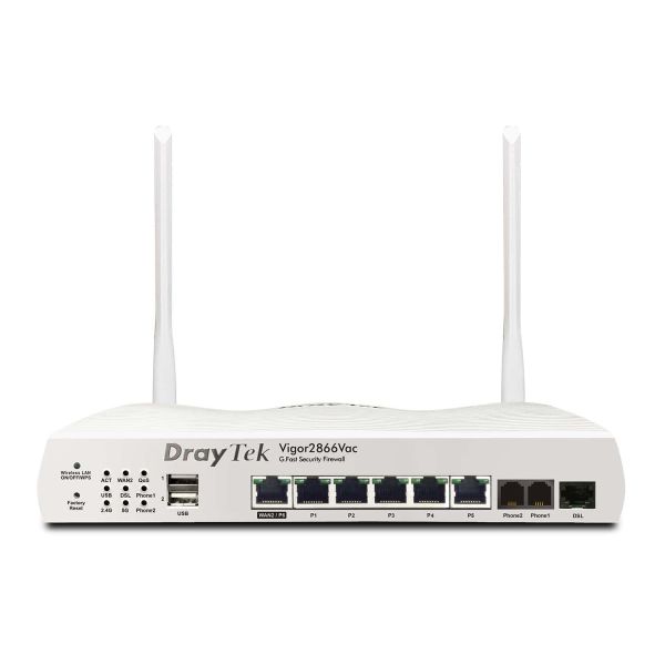 Draytek Vigor 2866AX: Gfast Modem-Firewall draadloze router Gigabit Ethernet Dual-band (2.4 GHz / 5 GHz) Grijs (V2866AX-DE-AT-CH)