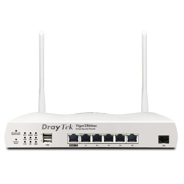Draytek Vigor 2866Vac draadloze router Gigabit Ethernet Dual-band (2.4 GHz / 5 GHz) 4G Wit (V2866VAC-DE-AT-CH)