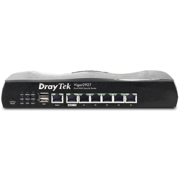 Draytek Vigor2927 bedrade router Gigabit Ethernet Zwart (V2927-DE-AT-CH)