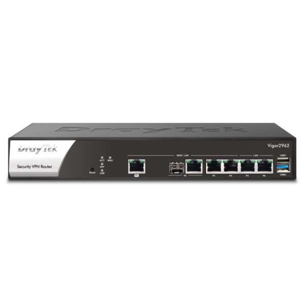 Draytek Vigor 2962 bedrade router 2.5 Gigabit Ethernet Zwart, Wit (V2962-DE-AT-CH)