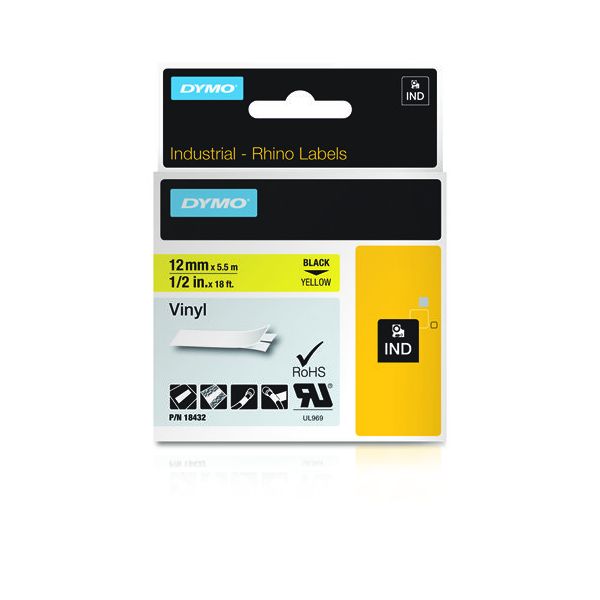 DYMO 18432 labelprinter-tape Zwart op geel (18432) DYMO 18432 labelprinter-tape Zwart op geel (18432)