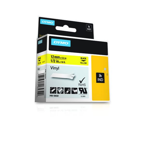DYMO 18432 labelprinter-tape Zwart op geel (18432)