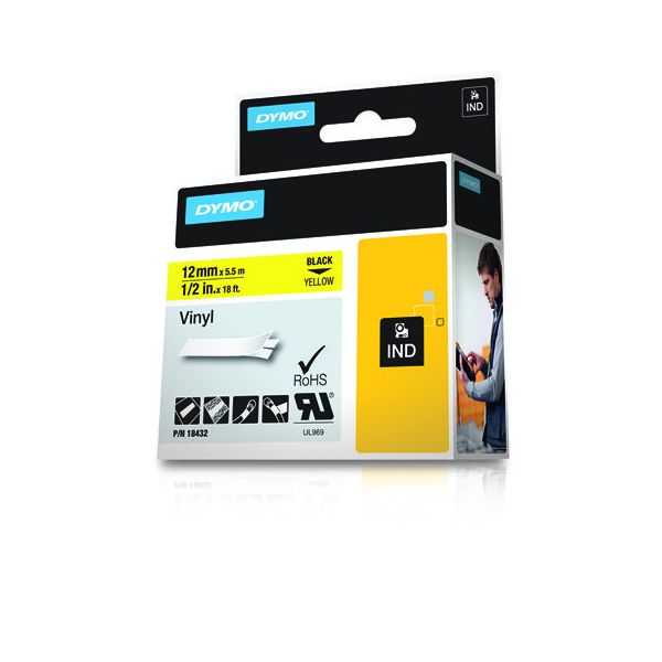 DYMO 18432 labelprinter-tape Zwart op geel (18432)