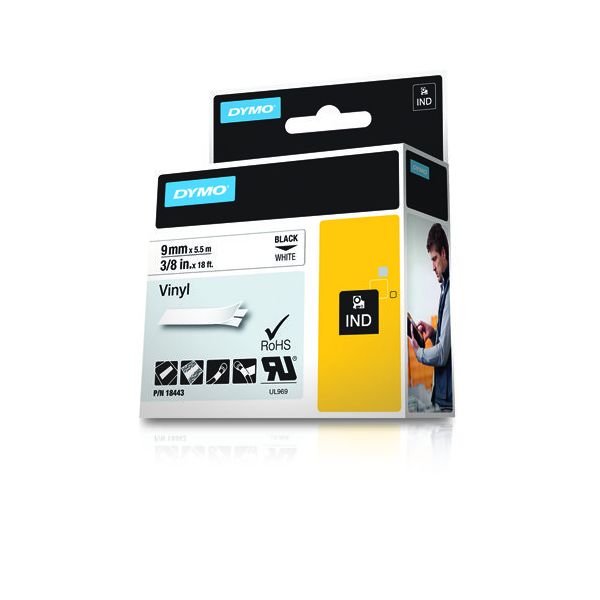DYMO 18443 labelprinter-tape Zwart op wit (18443)