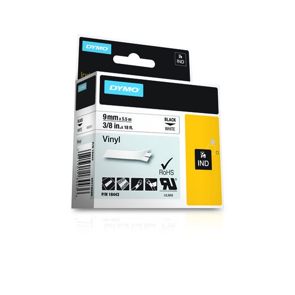 DYMO 18443 labelprinter-tape Zwart op wit (18443)