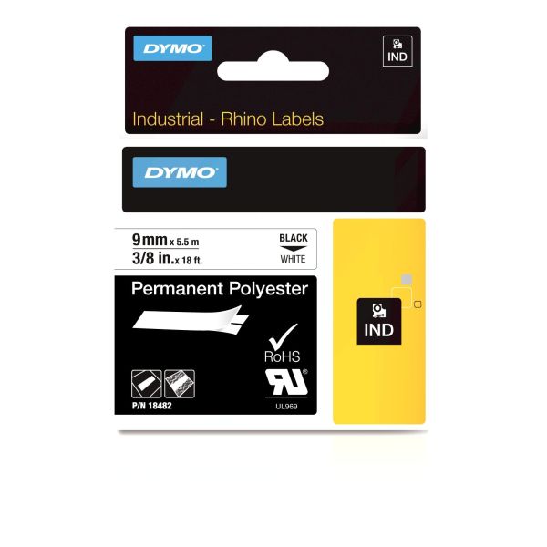 DYMO 18482 labelprinter-tape Zwart op wit (18482)