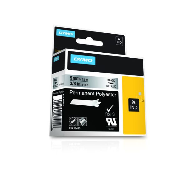 DYMO 18485 labelprinter-tape Zwart op metallic (18485)