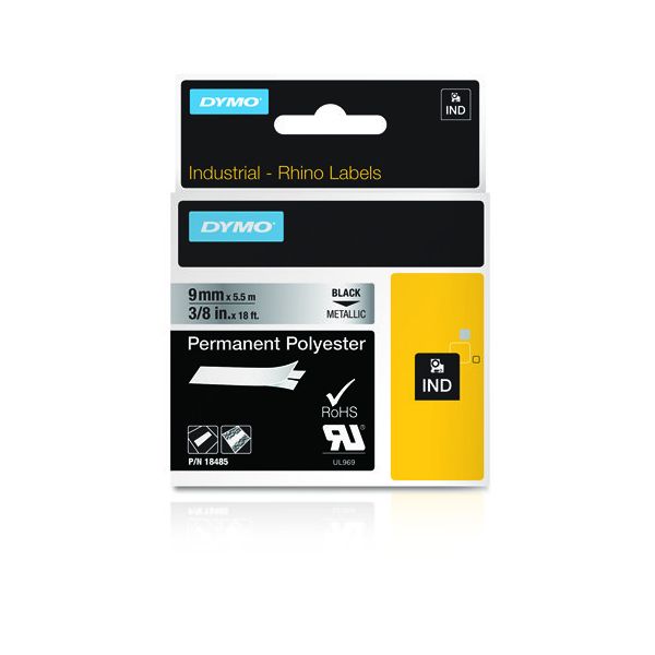 DYMO 18485 labelprinter-tape Zwart op metallic (18485)