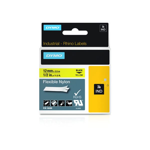 DYMO 18490 labelprinter-tape Zwart op geel (18490) DYMO 18490 labelprinter-tape Zwart op geel (18490)