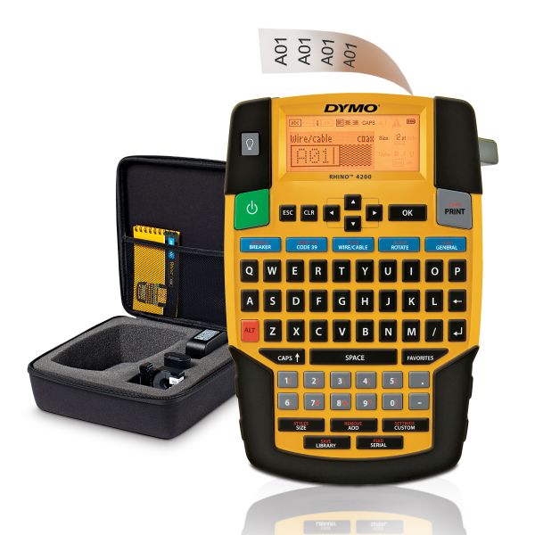DYMO Rhino 4200 Draagbare Industriële Labelmaker met koffer | QWERTY-toetsenbord | Compacte, tijdbesparende labelprinter voor professionals, die veel onderweg zijn (1852995)