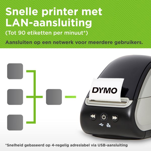 DYMO LabelWriter 550 Turbo Labelprinter | Labelmaker met direct thermisch afdrukken op hoge snelheid | Automatische labelherkenning | Drukt verzendlabels en meer af met USB/LAN-connectiviteit