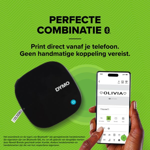 DYMO LetraTag 200B labelprinter met bluetooth | Compacte labelmaker | Verbinding via draadloze bluetoothtechnologie met iOS en Android | Inclusief 1 witte papieren etikette