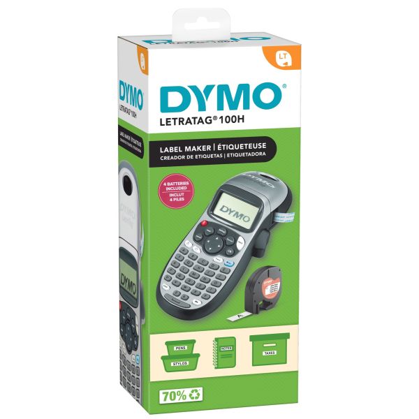 DYMO LetraTag LT-100H Labelprinter | Labelmaker met ABC-toetsenbord voor thuis en op kantoor | Zilver (2174577)