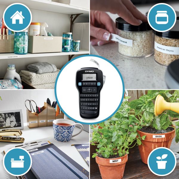 DYMO LabelManager 160 Labelmaker startpakket | Handheld Labelprinter | met 3 rollen D1 etiketten QWERTY-toetsenbord | Ideaal voor kantoor of thuis (2181011)