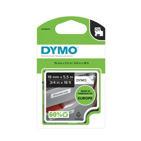 DYMO D1 -Durable Labels - Black on White - 19mm x 5.5m (S0718070)