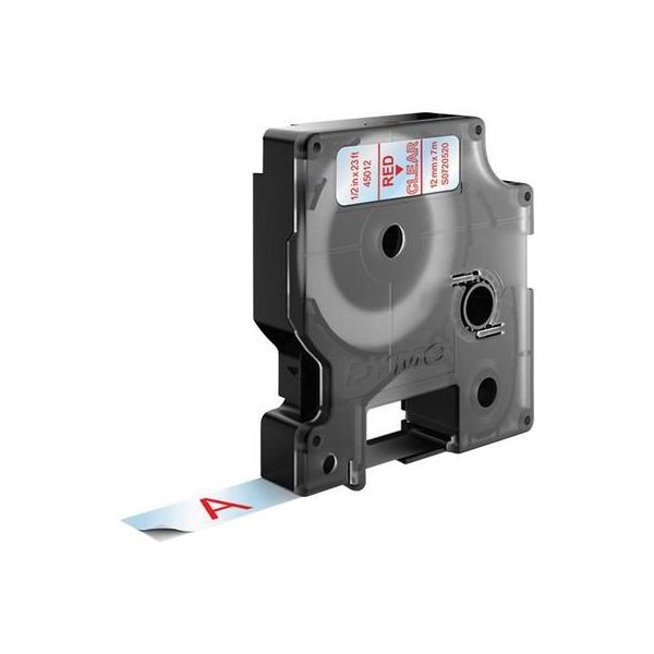 DYMO D1 -Standard Labels - Red on Transparent - 12mm x 7m (S0720520)