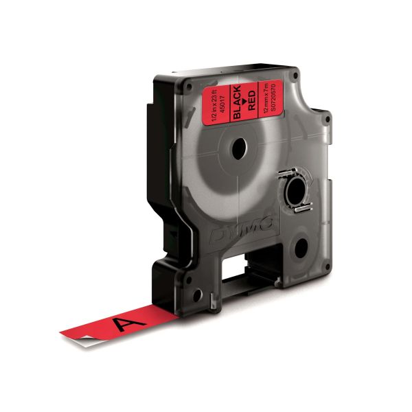 DYMO D1 -Standard Labels - Black on Red - 12mm x 7m (S0720570)