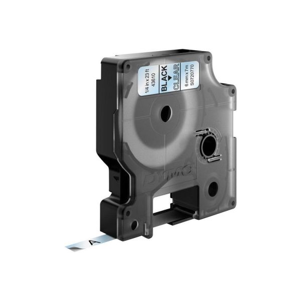 DYMO D1 -Standard Labels - Black on Transparent - 6mm x 7m (S0720770) DYMO D1 -Standard Labels - Black on Transparent - 6mm x 7m (S0720770)