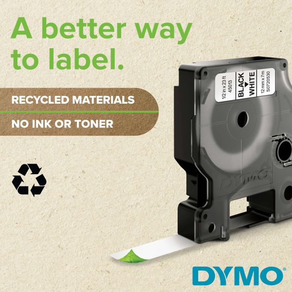DYMO D1 -Standard Labels - Black on Green - 19mm x 7m (S0720890/45809)
