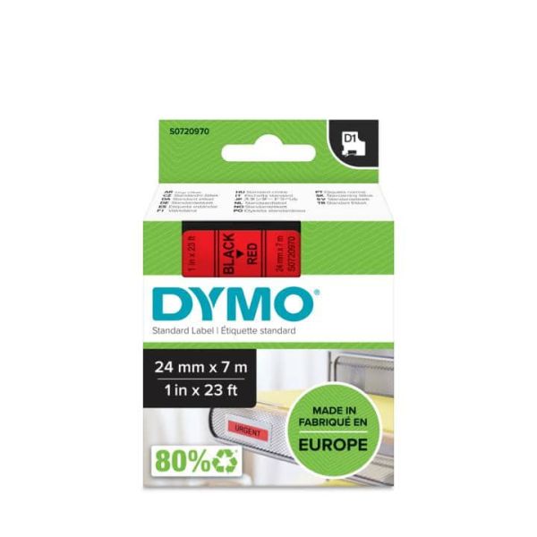 DYMO D1 -Standard Labels - Black on Red - 24mm x 7m (S0720970)