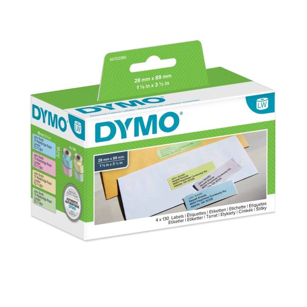 DYMO LW - Labels in verschillende kleuren - 28 x 89 mm - S0722380 (S0722380)