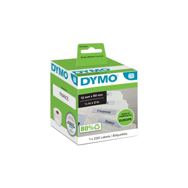 DYMO LW - Labels voor hangmappen - 12 x 50 mm - S0722460 (S0722460) DYMO LW - Labels voor hangmappen - 12 x 50 mm - S0722460 (S0722460)