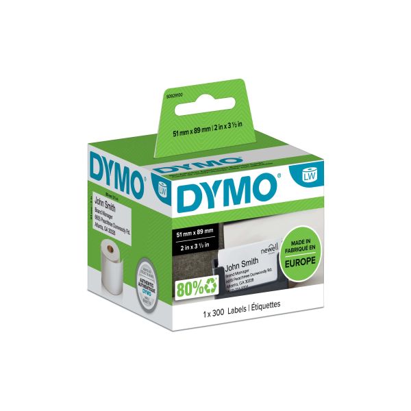 DYMO LW - Afspraakkaartjes en naambadges - 51 x 89 mm - S0929100 (S0929100) DYMO LW - Afspraakkaartjes en naambadges - 51 x 89 mm - S0929100 (S0929100)