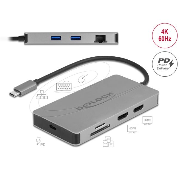 DELOCK USB Type-C Dockingstation 4K - Dual HDMI MST (87004)