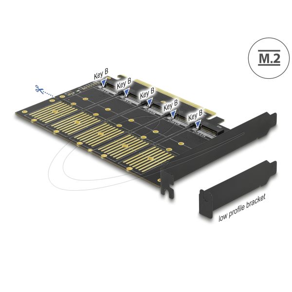 DELOCK PCI Express x16 Karte zu 5 x intern M.2 Key B / SATA (90435)