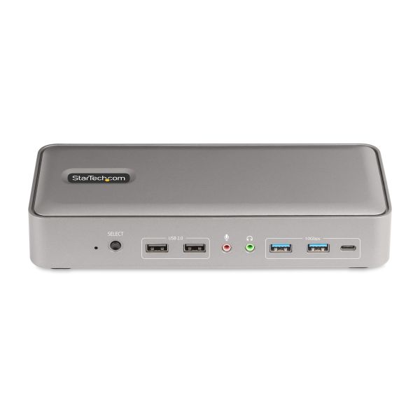 StarTech.com Dual-Laptop USB-C KVM Docking Station, Dual Monitor 4K 60Hz DisplayPort Dock, 5-Port USB Hub, GbE, 90W/45W Power Delivery voor Twee Laptops, Windows/Mac, Dual Host KVM Dock (129UE-USBC-KVM-DOCK)