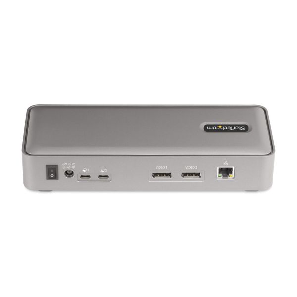 StarTech.com Dual-Laptop USB-C KVM Docking Station, Dual Monitor 4K 60Hz DisplayPort Dock, 5-Port USB Hub, GbE, 90W/45W Power Delivery voor Twee Laptops, Windows/Mac, Dual Host KVM Dock (129UE-USBC-KVM-DOCK)