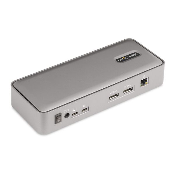 StarTech.com Dual-Laptop USB-C KVM Docking Station, Dual Monitor 4K 60Hz DisplayPort Dock, 5-Port USB Hub, GbE, 90W/45W Power Delivery voor Twee Laptops, Windows/Mac, Dual Host KVM Dock (129UE-USBC-KVM-DOCK)