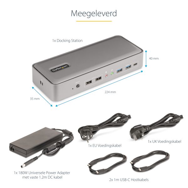 StarTech.com Dual-Laptop USB-C KVM Docking Station, Dual Monitor 4K 60Hz DisplayPort Dock, 5-Port USB Hub, GbE, 90W/45W Power Delivery voor Twee Laptops, Windows/Mac, Dual Host KVM Dock (129UE-USBC-KVM-DOCK)