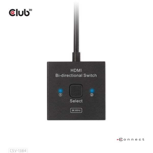 CLUB3D HDMI 2-in-1 Bi-directional Switch for 8K60Hz or 4K120Hz (CSV-1384)