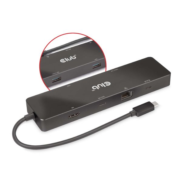 CLUB3D USB3.2 Gen2 Type-C, 6-in-1 Dual Displays Portable Dock with USB Type-C Video 4K60Hz (CSV-1584)