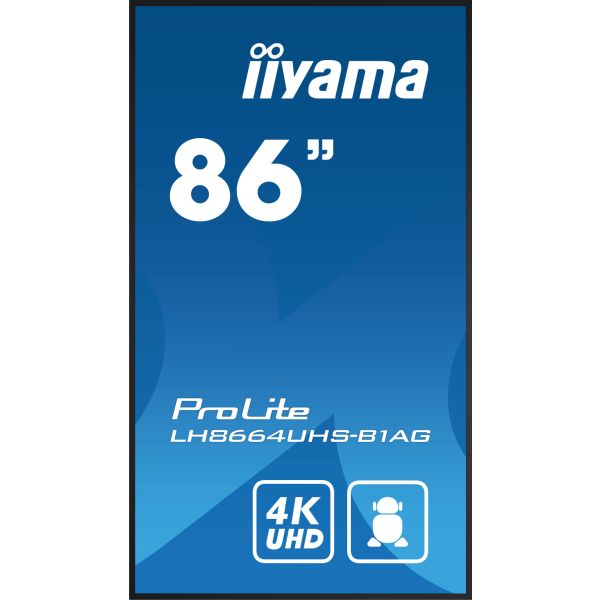 iiyama PROLITE Digitaal A-kaart 2,18 m (86") LED Wifi 500 cd/m² 4K Ultra HD Zwart Type processor Android 11 24/7 (LH8664UHS-B1AG)