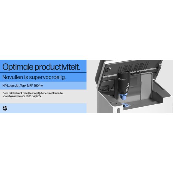 HP LaserJet Tank MFP 1604w printer, Zwart-wit, Printer voor Bedrijf, Printen, kopiëren, scannen, Scannen naar e-mail; Scannen naar pdf (381L0A)