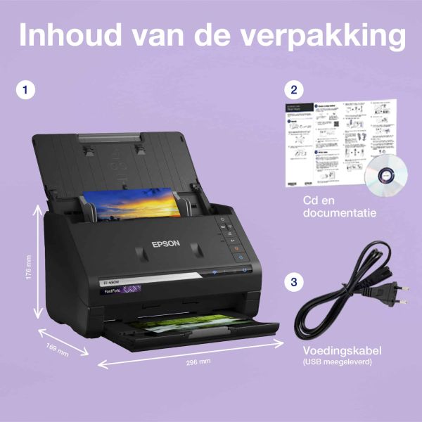 Epson FastFoto FF-680W snelle A4-fotoscanner met automatische invoer en Wi-Fi-connectiviteit (B11B237401)